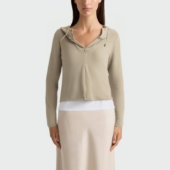 Fake two-piece splicing women's long-sleeved hooded top