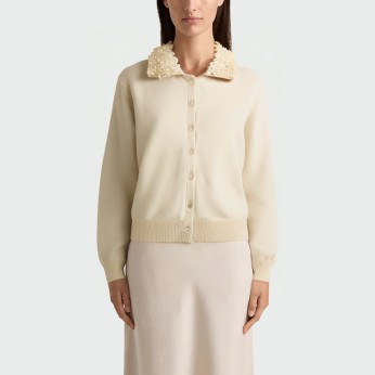 Sweet beaded doll collar women's long sleeve top