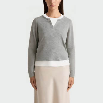 Fake two-piece splicing casual women's long-sleeved top