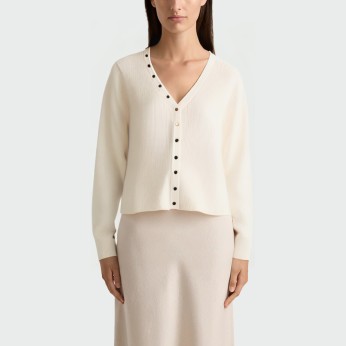 Simple V-neck knitted women's long-sleeved top