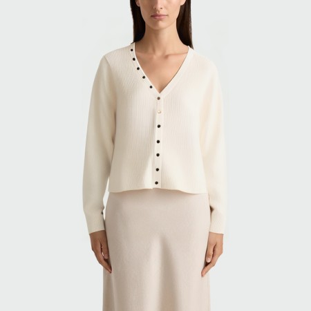 Simple V-neck knitted women's long-sleeved top