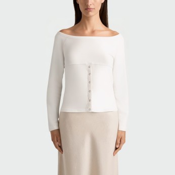 Casual simple white women's long-sleeved top