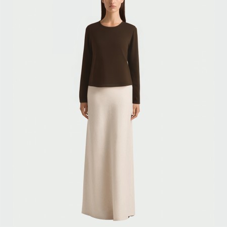 Round neck back hollowed-out women's long-sleeved top