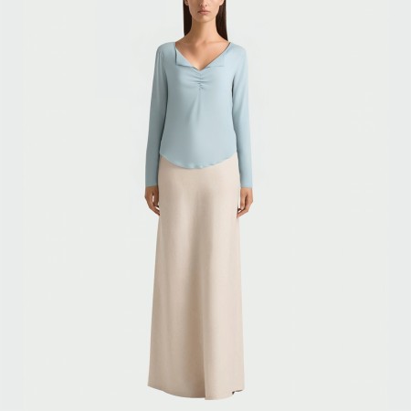 Casual simple V-neck women's long-sleeved top