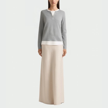 Fake two-piece splicing casual women's long-sleeved top