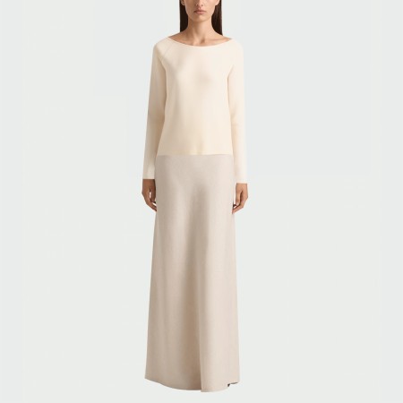 Fashionable beige polka dot women's long-sleeved top