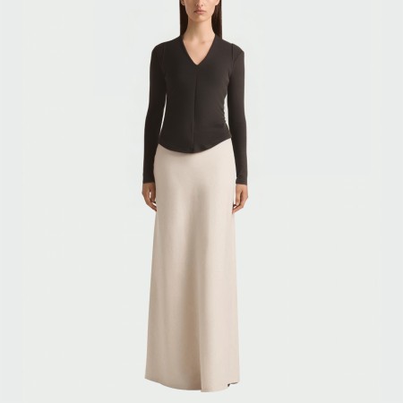 Vintage V-neck pleated women's long-sleeved top