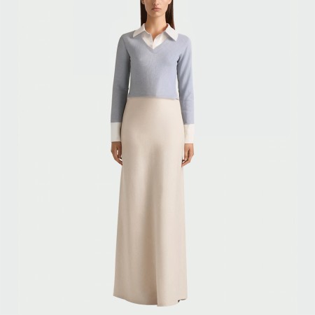 College style fake two-piece women's long-sleeved top