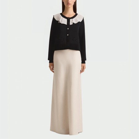 Peter pan collar single-breasted women's long sleeve top