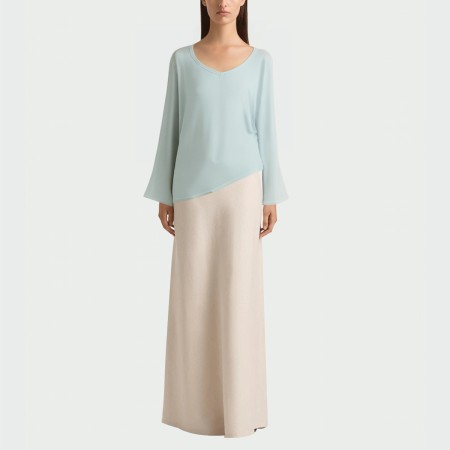 Asymmetrical solid color women's long-sleeved top