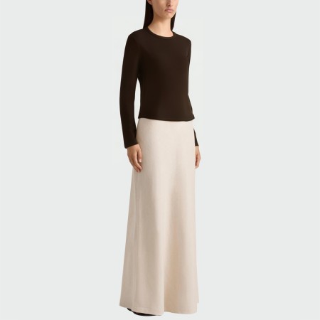 Round neck back hollowed-out women's long-sleeved top