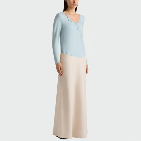 Casual simple V-neck women's long-sleeved top