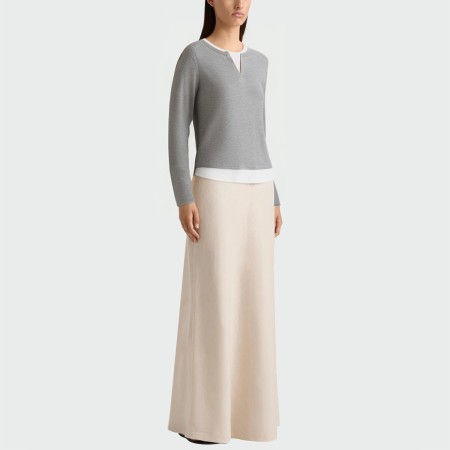 Fake two-piece splicing casual women's long-sleeved top