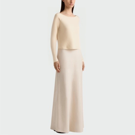 Fashionable beige polka dot women's long-sleeved top