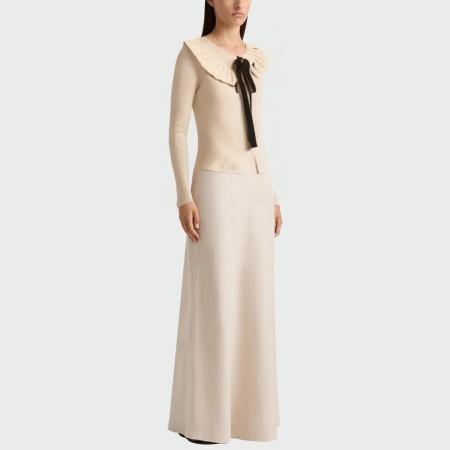 Lapel slim fit knitted ladies long sleeve top