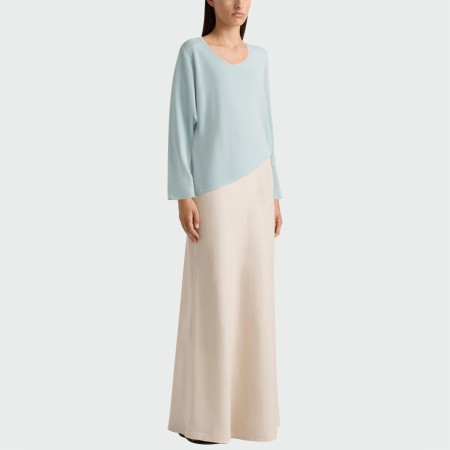 Asymmetrical solid color women's long-sleeved top