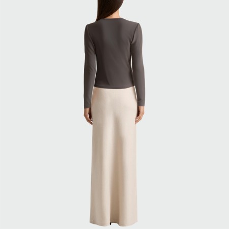 Gray casual deep V-neck women's long-sleeved top