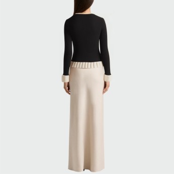 Fashionable V-neck ruffled women's long-sleeved top