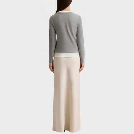 Fake two-piece splicing casual women's long-sleeved top