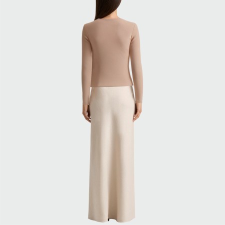 Simple round neck knitted women's long-sleeved top