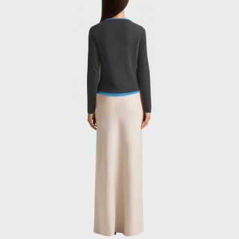 Fake two-piece contrast color stitching women's long-sleeved top