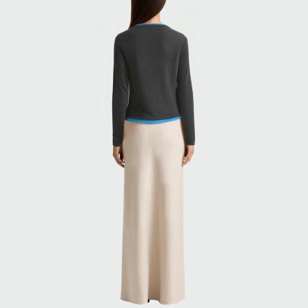 Fake two-piece contrast color stitching women's long-sleeved top