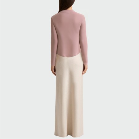 Pink V-neck casual women's long-sleeved top