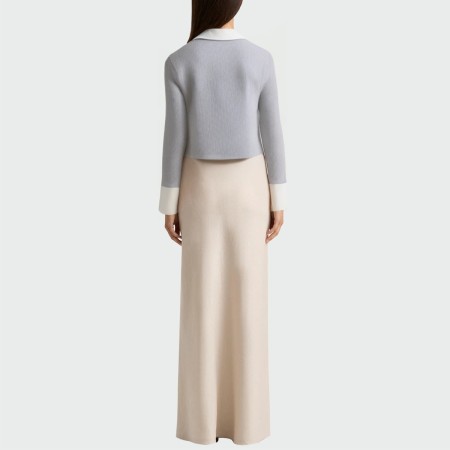 College style fake two-piece women's long-sleeved top