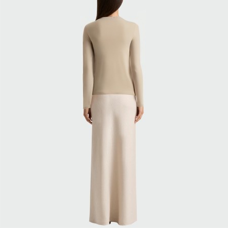 Women's crew neck half-zip long-sleeved top