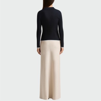 Lapel slim fit knitted women's long sleeve top