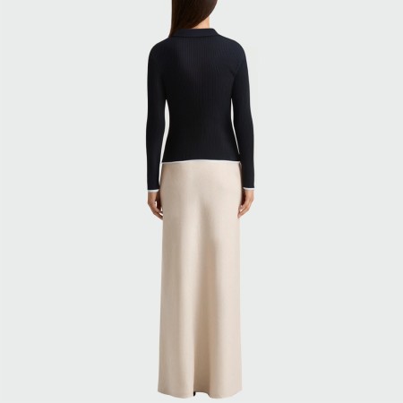 Lapel slim fit knitted women's long sleeve top