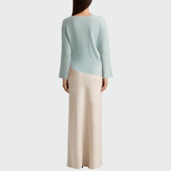 Asymmetrical solid color women's long-sleeved top