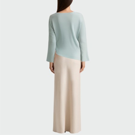 Asymmetrical solid color women's long-sleeved top