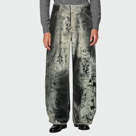 Fashion snake print mid-rise men's jeans
