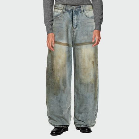 Dirty wash loose wide leg men's jeans