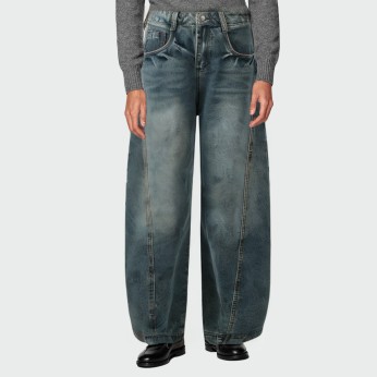 Casual washed loose wide-leg men's jeans