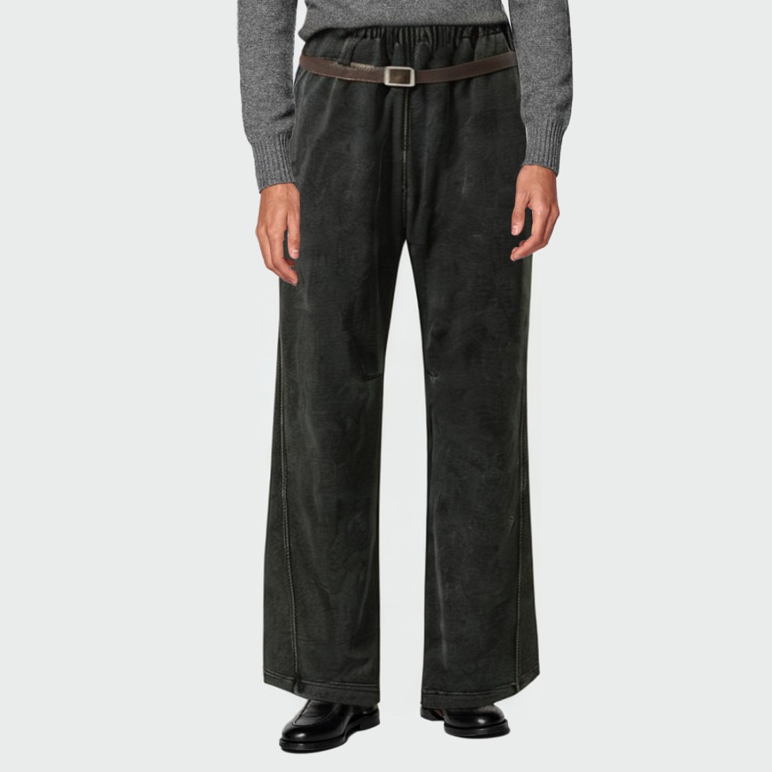 Black elastic waist men's casual trousers