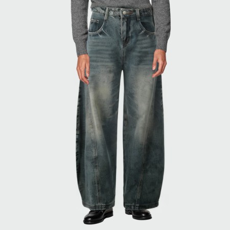 Oversized acid-wash wide-leg men's jeans