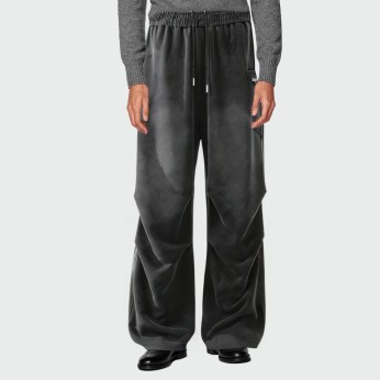 Acid wash side pocket loose men's casual trousers