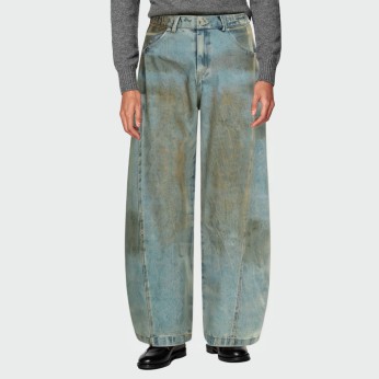 Distressed washed loose casual men's jeans