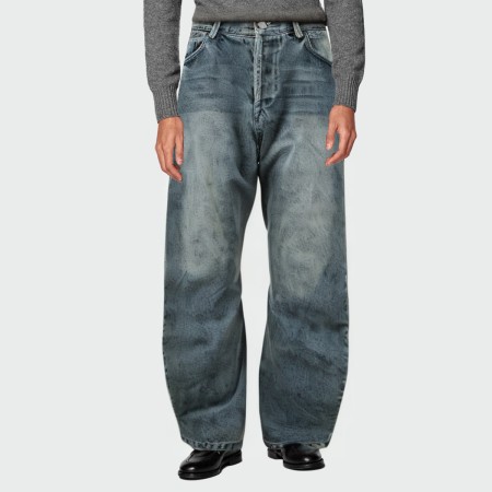 Autumn blue washed waistcoat men's jeans