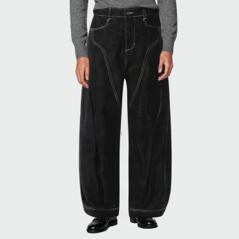 Black contrast stitching straight-leg men's jeans