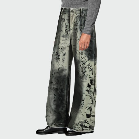 Fashion snake print mid-rise men's jeans