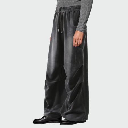 Acid wash side pocket loose men's casual trousers