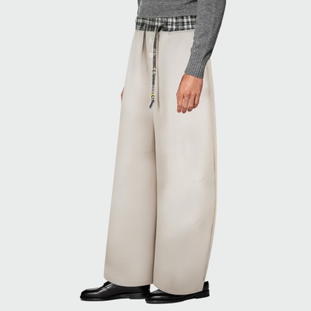 Plaid elastic waist loose men's casual trousers