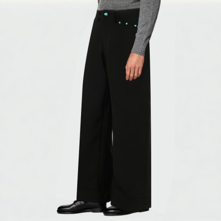 Stylish black straight-leg men's trousers