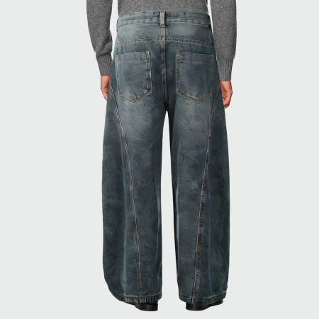 High-end vintage blue mid-rise men's jeans