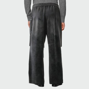 Acid wash side pocket loose men's casual trousers