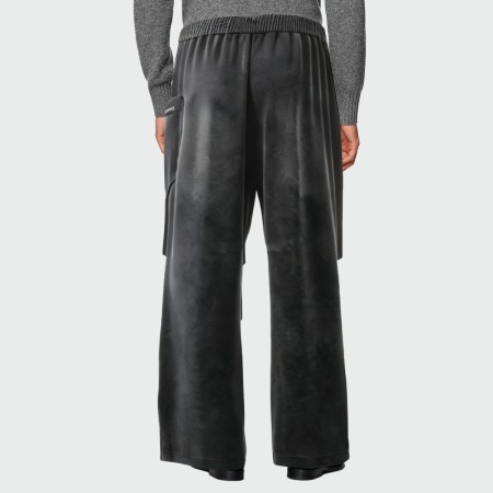 Acid wash side pocket loose men's casual trousers