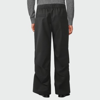 Black elastic waist multi-pocket men's cargo trousers